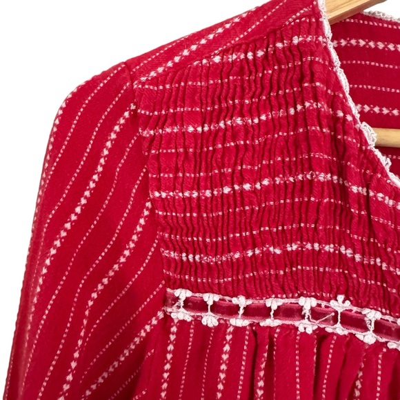 Laura Scott Red White Flannel Long Night Gown Size Large - Picture 4 of 9